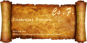 Csaknyai Ferenc névjegykártya