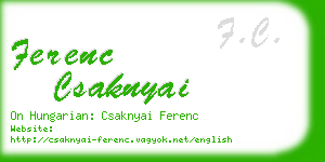 ferenc csaknyai business card
